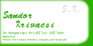 sandor krivacsi business card